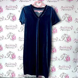 Rose maternite dress Vneck shiny shimmer Navy Blue Velvet Dress